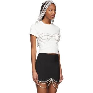 Italian Made Black Crystal-Embellished Mini Skirt XS